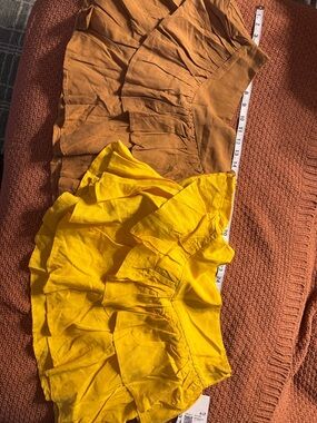 Forever 21 Yellow and Brown Ruffled Skater Skirts